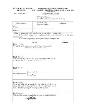Kì thi chọn học sinh giỏi lớp 12 thpt  giải toán trên máy tính cầm tay năm học 2011  2012 môn toán đề chính thức thời gian làm bài 150 phút